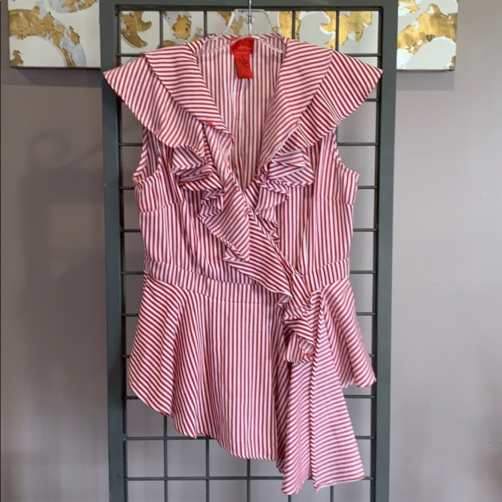 (PRE-LOVED) V CRISTINA STRIPED TOP💕